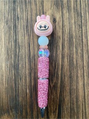 New Sparkling Pink Labubu Bead Pen with Rhinestone